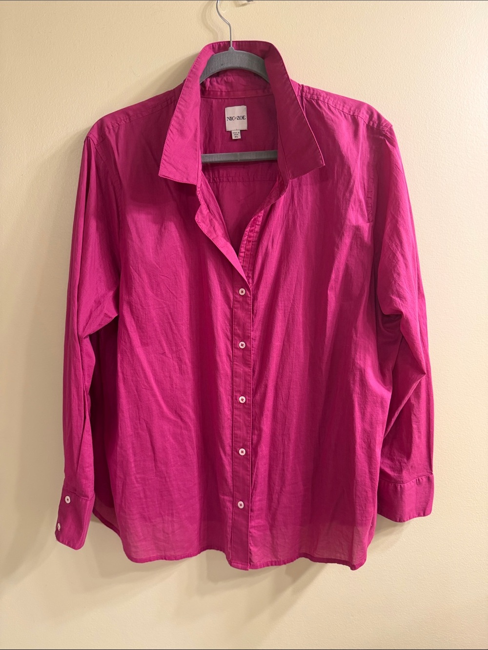 Nic & Zoe long sleeve button down top with ribbon detail.